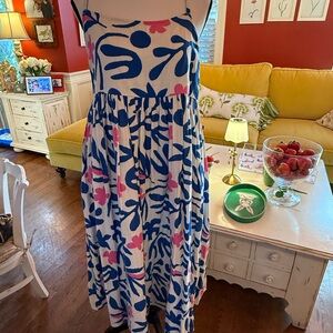 Hanna Andersson Blue and Pink Floral Maxi Dress